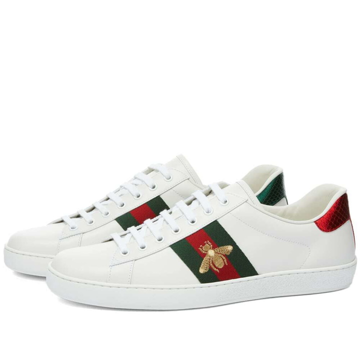 Photo: Gucci Men's New Ace GRG Bee Sneakers in White