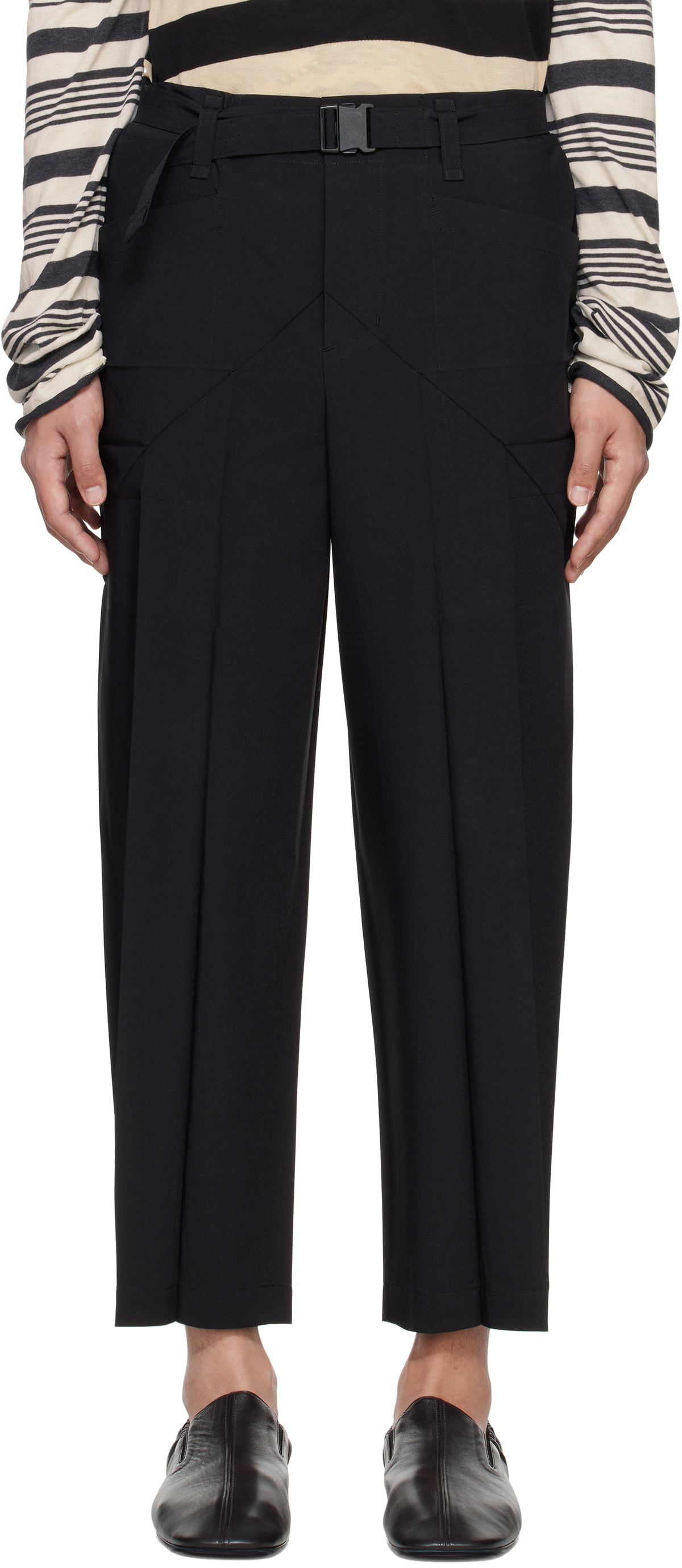 132 5. ISSEY MIYAKE Black Edge Trousers