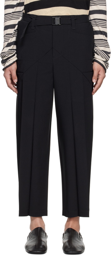 Photo: 132 5. ISSEY MIYAKE Black Edge Trousers