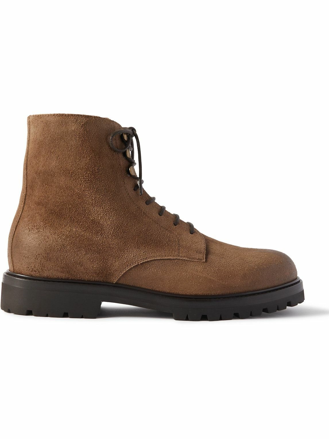 Brunello Cucinelli - Suede Lace-Up Boots - Brown