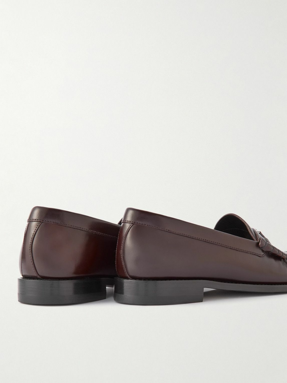 CELINE - Luco Logo-Embellished Polished-Leather Loafers - Brown