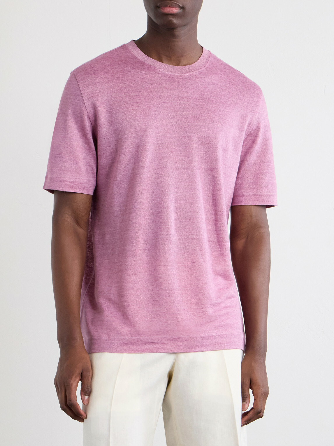 Zegna - Knitted Linen T-Shirt - Pink