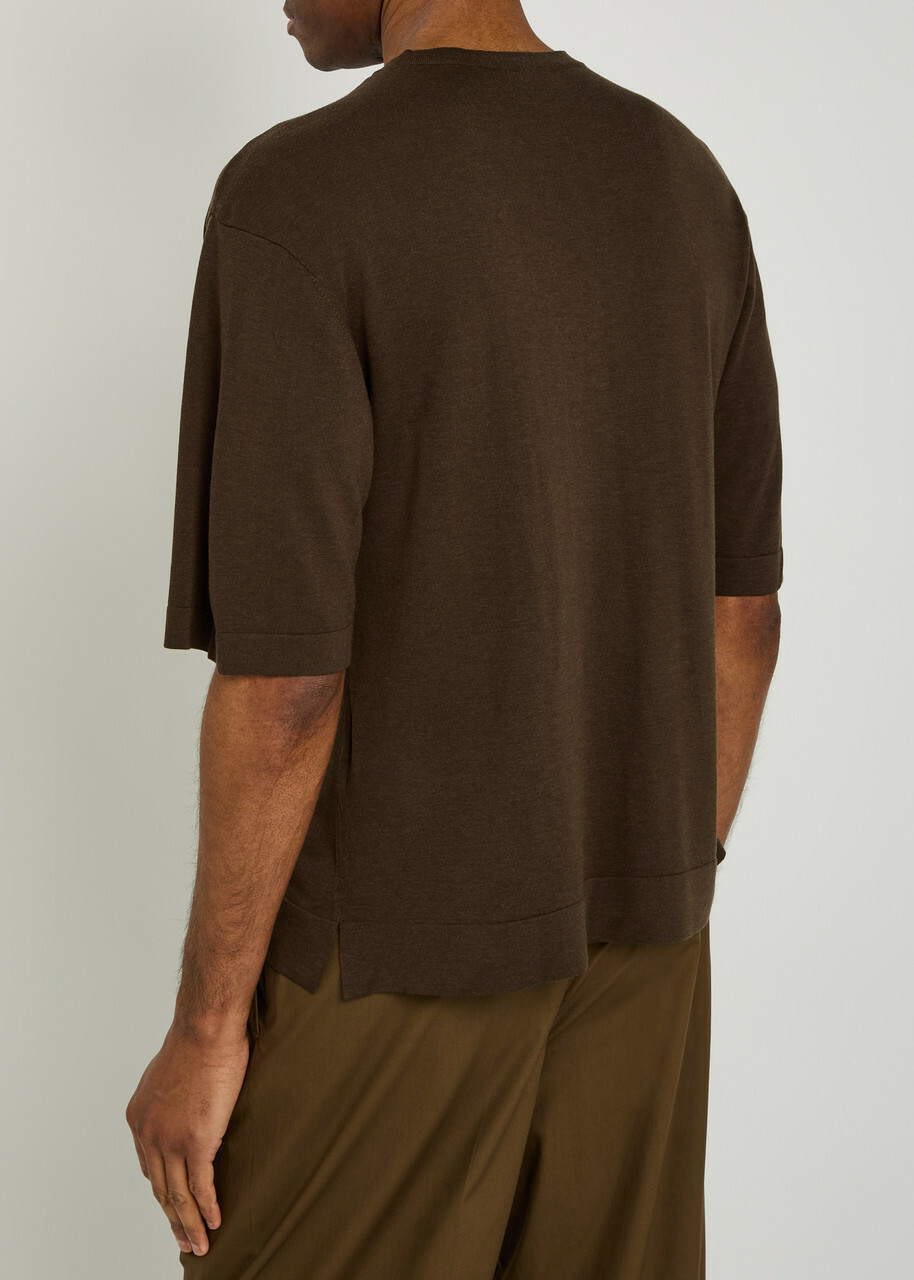 Officine Générale Boris Knit T-shirt Dark Brown