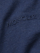 Moncler - Logo-Embossed Contrast-Tipped Cotton-Piqué Polo Shirt - Blue