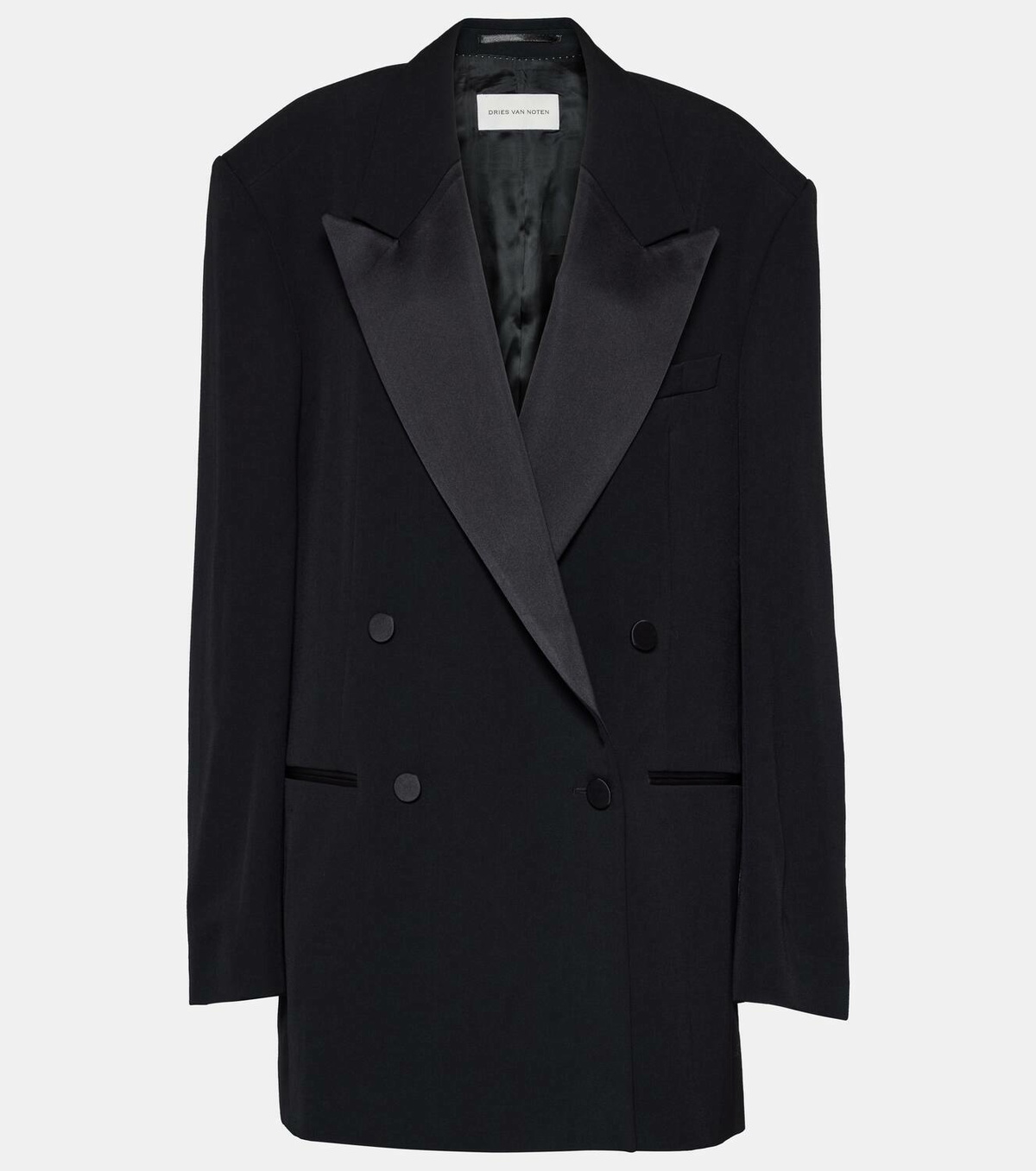 Dries Van Noten Wool and silk-blend gabardine tuxedo jacket Dries Van Noten