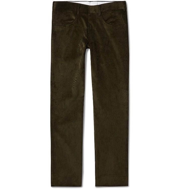 Photo: Anderson & Sheppard - Slim-Fit Cotton-Corduroy Trousers - Green