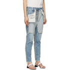 Unravel Blue Distressed Reversed Boyfriend Fit Jeans