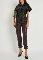 Skiim Gaby Drawstring Leather Trousers Burgundy