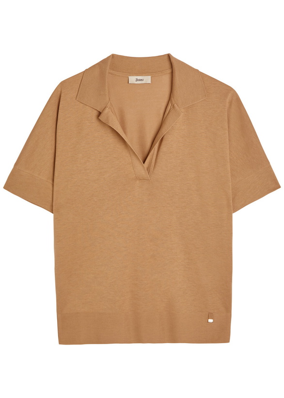 Photo: Herno Fine-knit Polo top Camel