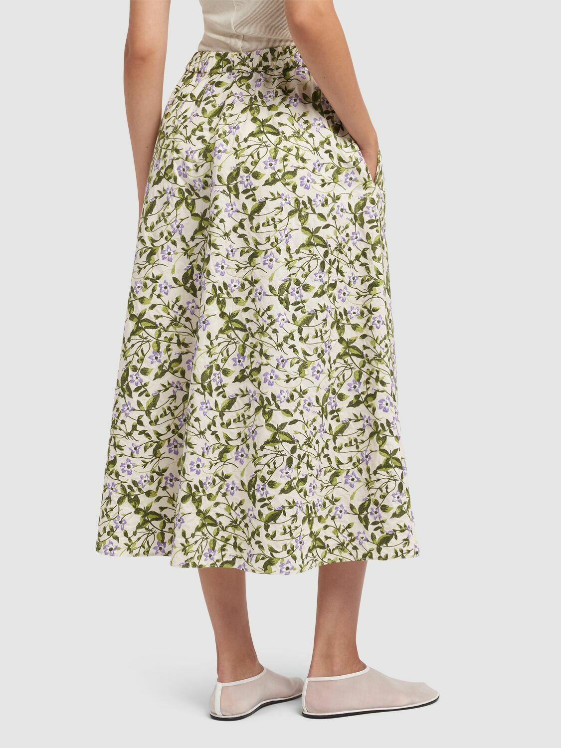 WEEKEND MAX MARA Orme Embroidered Poplin Midi Skirt