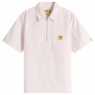 ICECREAM Men's Waitress Quarter Zip Work Shirt in Pink Stripe