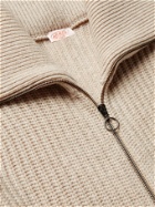 Armor Lux - Ribbed Wool-Blend Zip-Up Cardigan - Neutrals