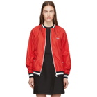 Maison Kitsune Red Tricolor Fox Patch Bomber Jacket