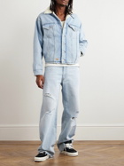 ERL - Levi's Logo-Embroidered Faux Shearling-Lined Denim Trucker Jacket - Blue