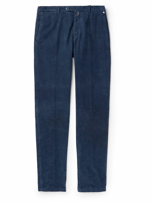 Photo: Kiton - Cotton and Wool-Blend Corduroy Trousers - Blue