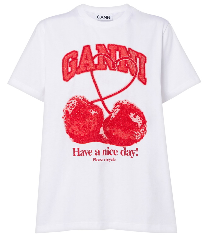 Photo: Ganni Logo embellished cotton jersey T-shirt