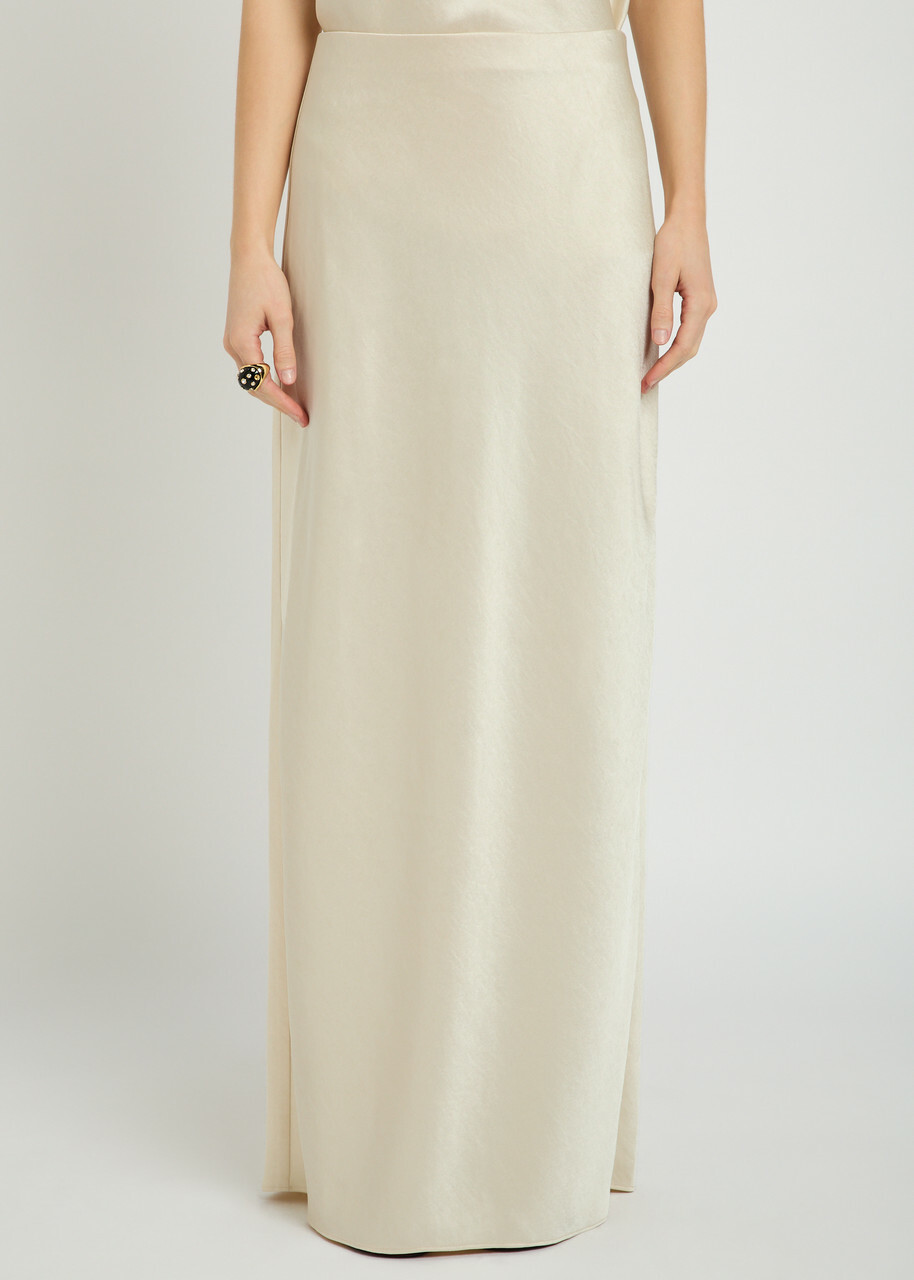 Vince Satin Maxi Skirt Cream