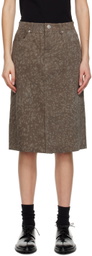 UMBER POSTPAST Brown Dyed Denim Midi Skirt
