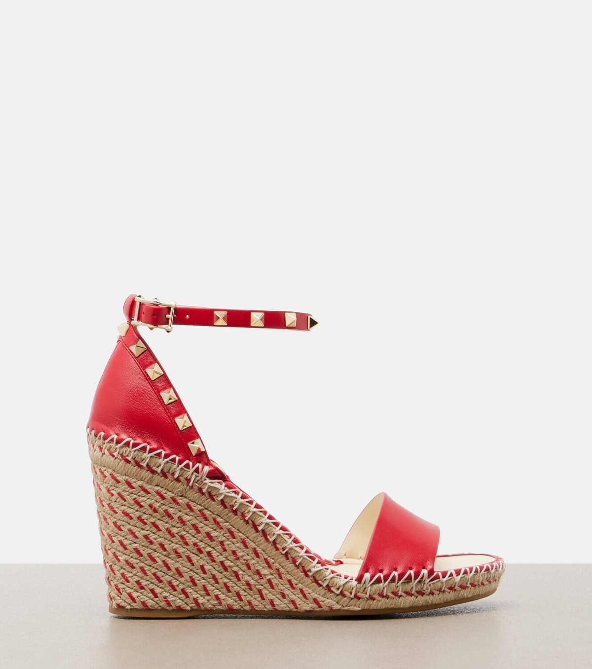 Valentino Garavani Double Rockstud leather espadrille wedges