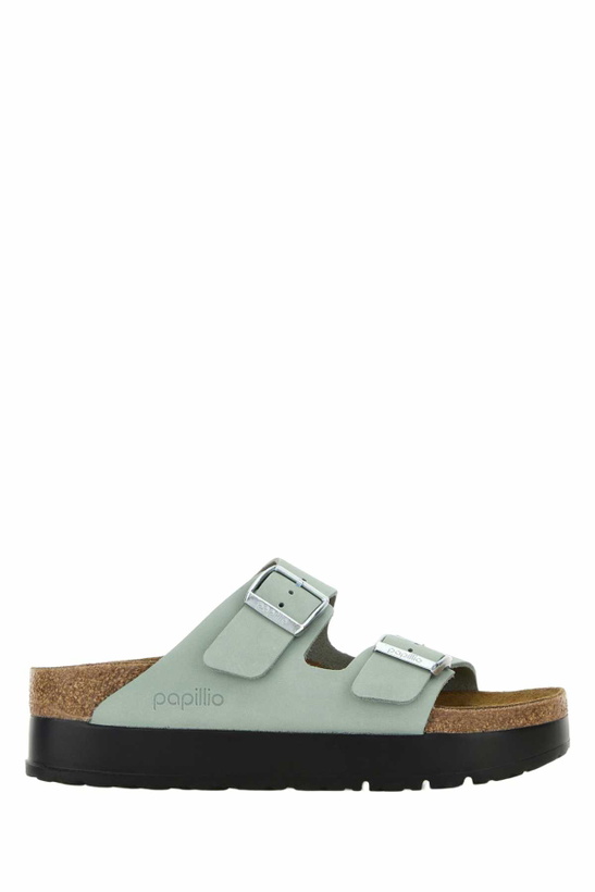 Photo: Birkenstock Mint Green Leather Arizona Slippers