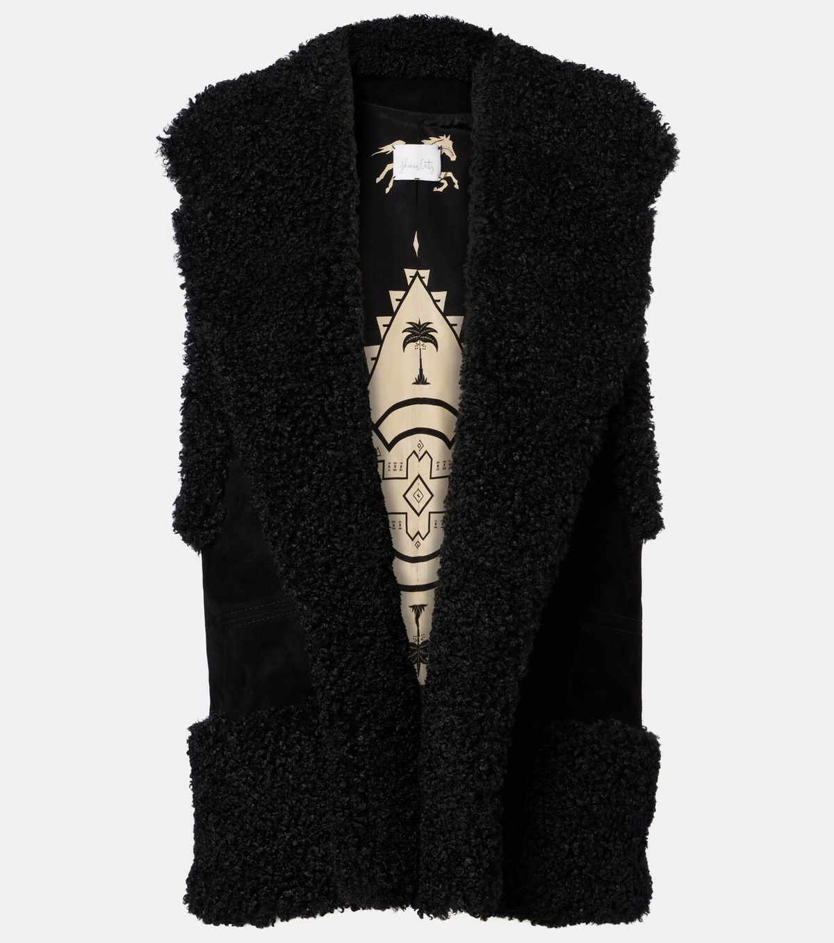 Johanna Ortiz Shearling-trimmed suede vest