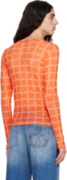 JW Anderson Orange Grid Long Sleeve T-Shirt