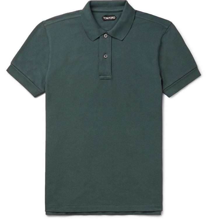 Photo: TOM FORD - Slim-Fit Garment-Dyed Cotton-Piqué Polo Shirt - Teal