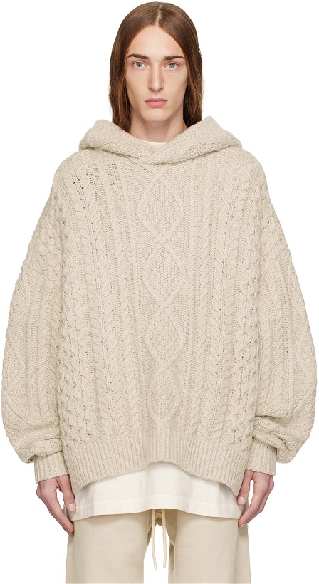 Photo: Fear of God ESSENTIALS Taupe Cable Hoodie