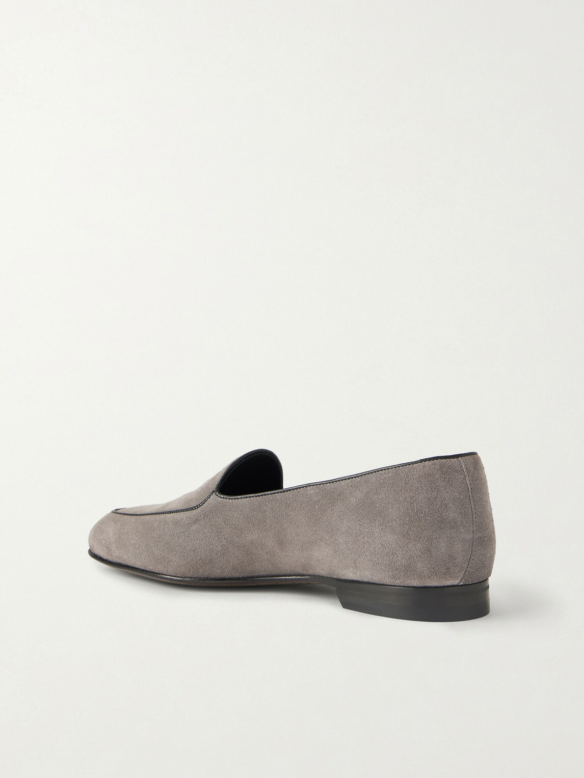 Manolo Blahnik - Modena Leather-Trimmed Suede Loafers - Gray