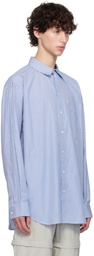 Helmut Lang Blue Oversized Striped Shirt