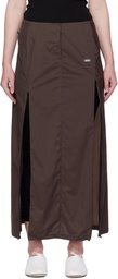AMOMENTO Brown Side Vent Long Maxi Skirt