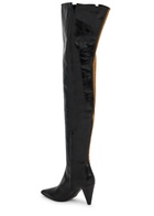 Khaite Harvey 85 Suede and Leather Over-the-knee Boots Black And Caramel