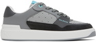 Balmain Gray & White B-Court Flip Perforated Leather Sneakers