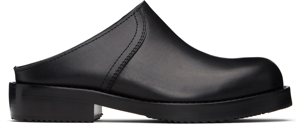 Dries Van Noten Black Leather Clogs