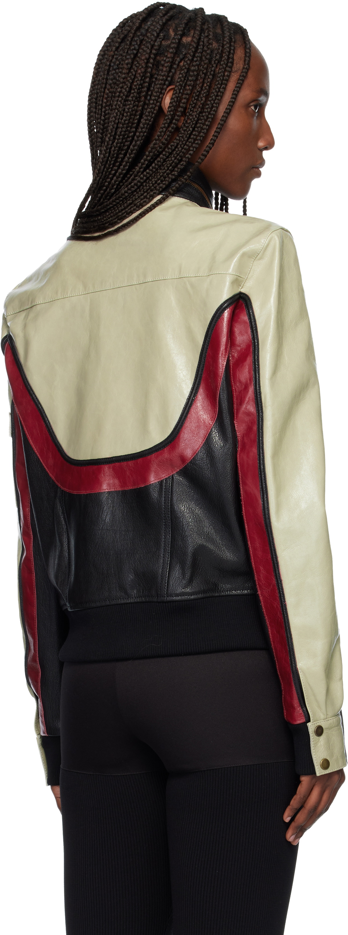 Coperni Beige & Black C-Logo Leather Jacket