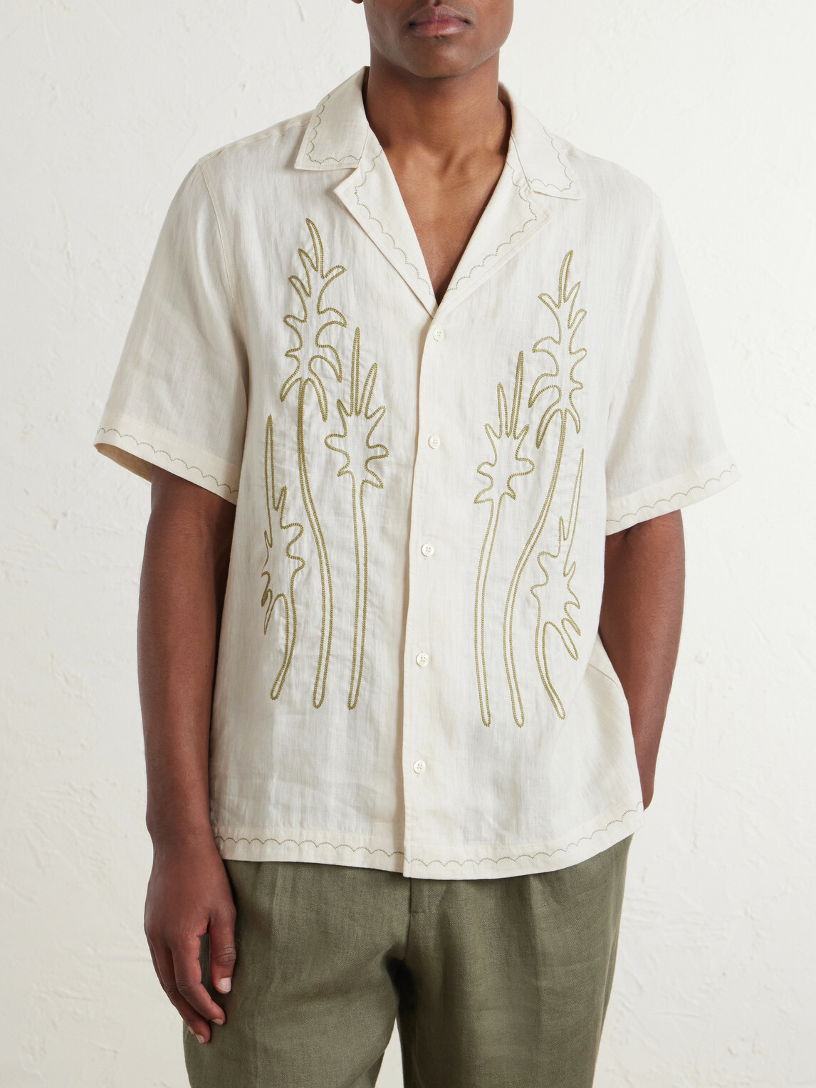 Frescobol Carioca - Alves Embroidered Linen Shirt - Neutrals