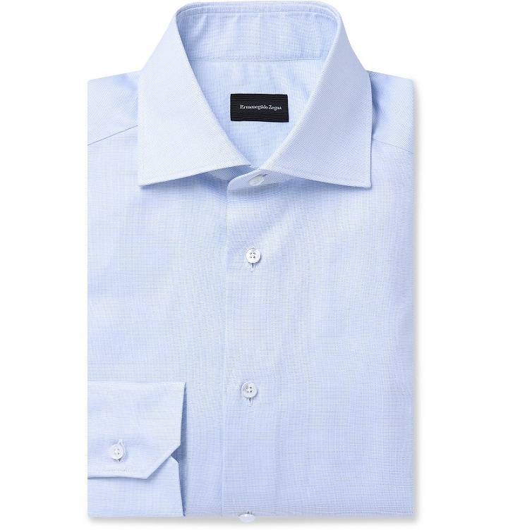 Photo: Ermenegildo Zegna - Cutaway Collar Cotton-Oxford Shirt - Blue