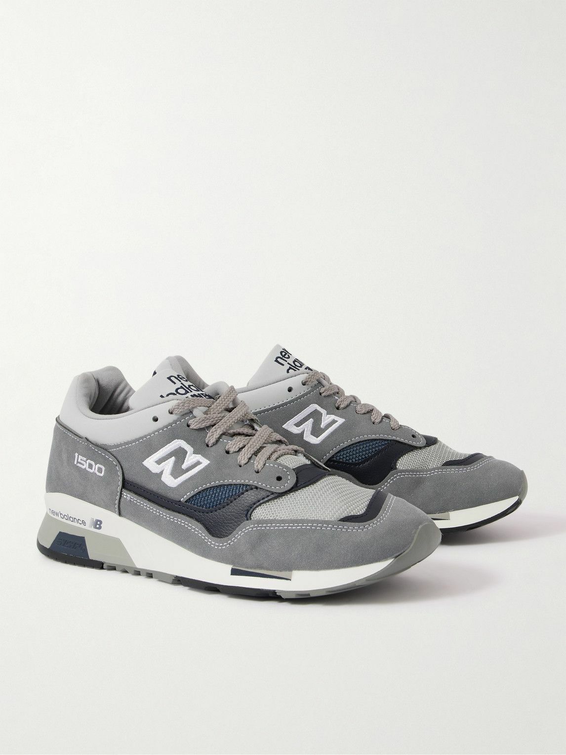 New Balance - 1500 Leather-Trimmed Suede and Mesh Sneakers - Gray