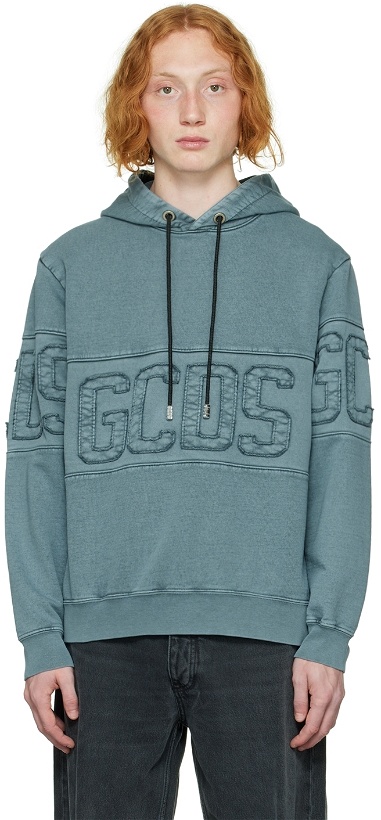 Photo: GCDS Grey Overdyed Logo Band Hoodie