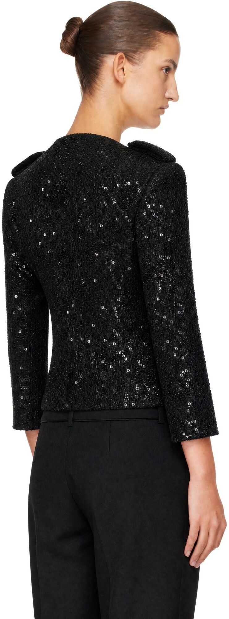 BALMAIN Black Sequinned Tweed Jacket