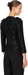BALMAIN Black Sequinned Tweed Jacket