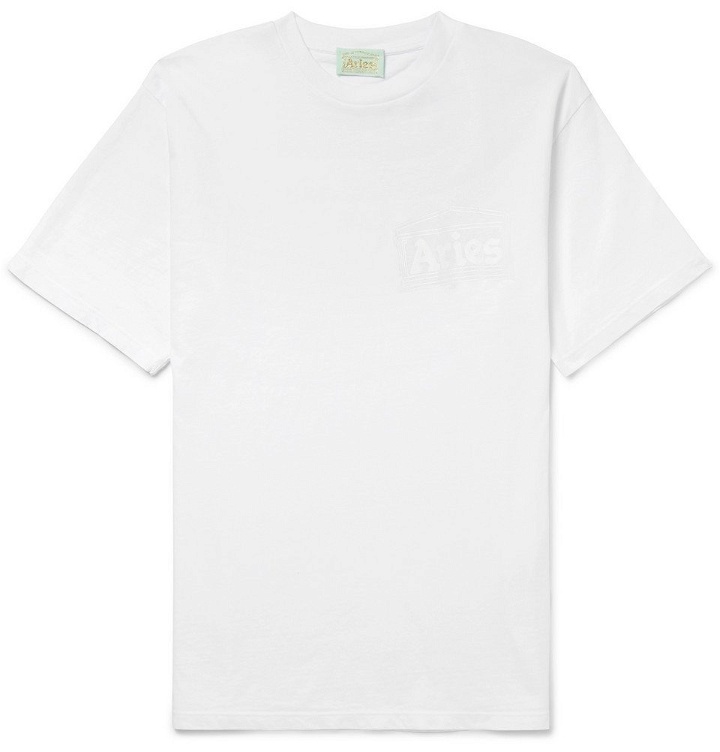 Photo: Aries - Logo-Print Cotton-Jersey T-Shirt - Men - White