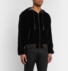 SAINT LAURENT - Tasselled Velvet Hooded Jacket - Black