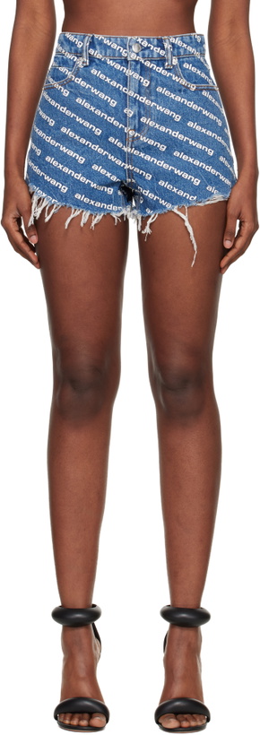 Photo: Alexander Wang Blue Denim Bite Logo Shorts