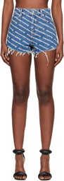 Alexander Wang Blue Denim Bite Logo Shorts