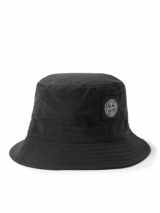 Photo: Stone Island - Logo-Appliquéd Shell Bucket Hat - Black