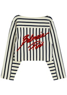 Balmain Logo-print Striped Cotton top Cream