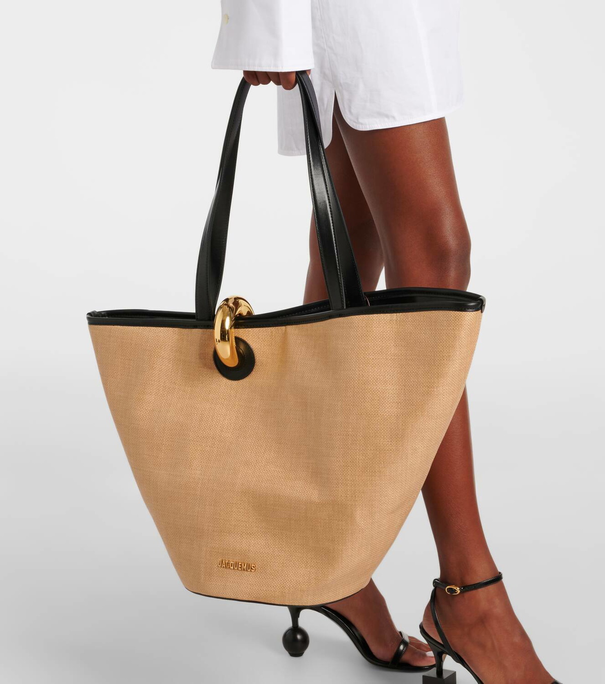 Jacquemus Le Bambola leather-trimmed basket bag Jacquemus