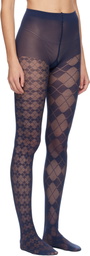 Thom Browne Navy Funmix Argyle Sheer Tights