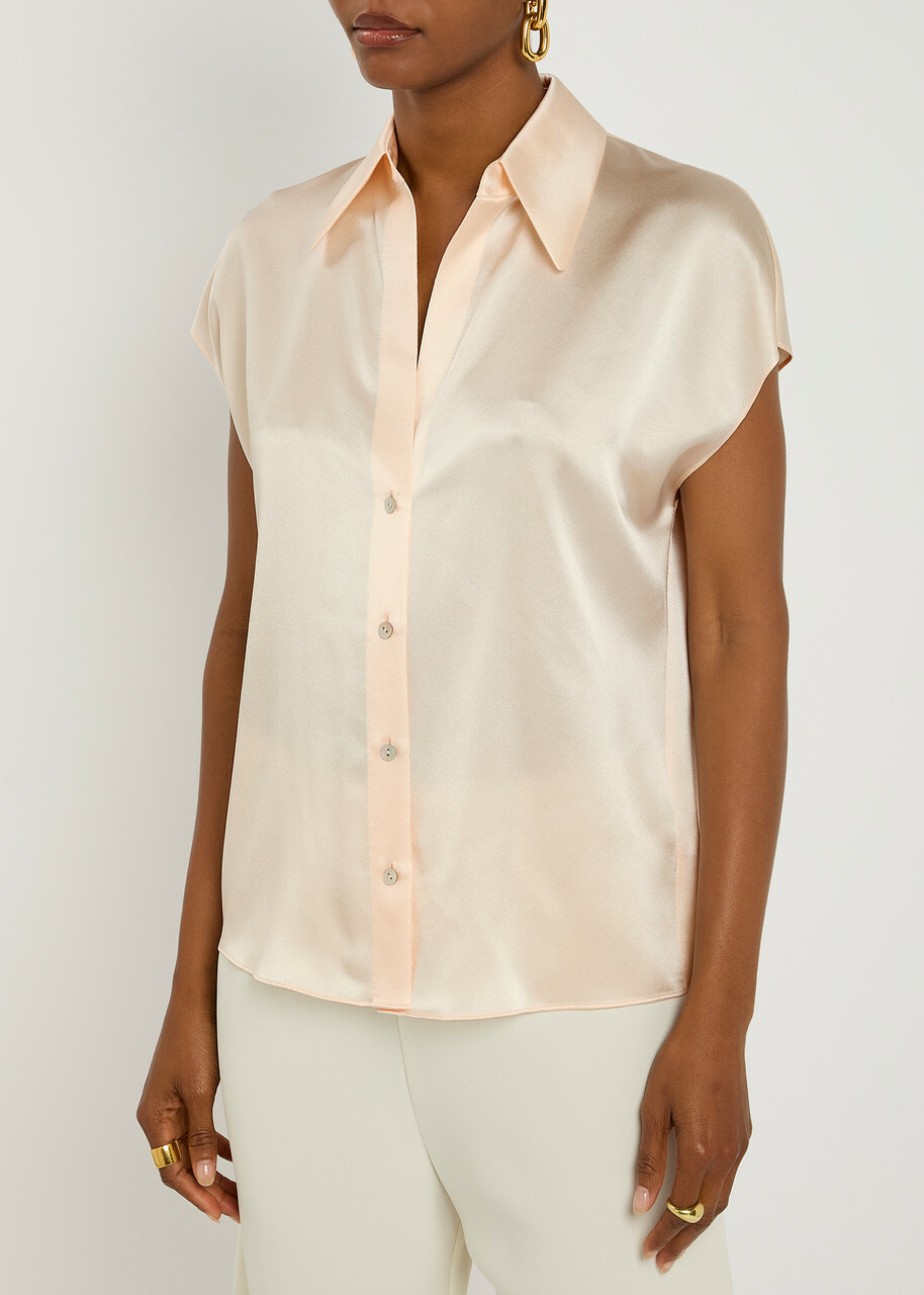Vince Silk-satin Shirt Cream